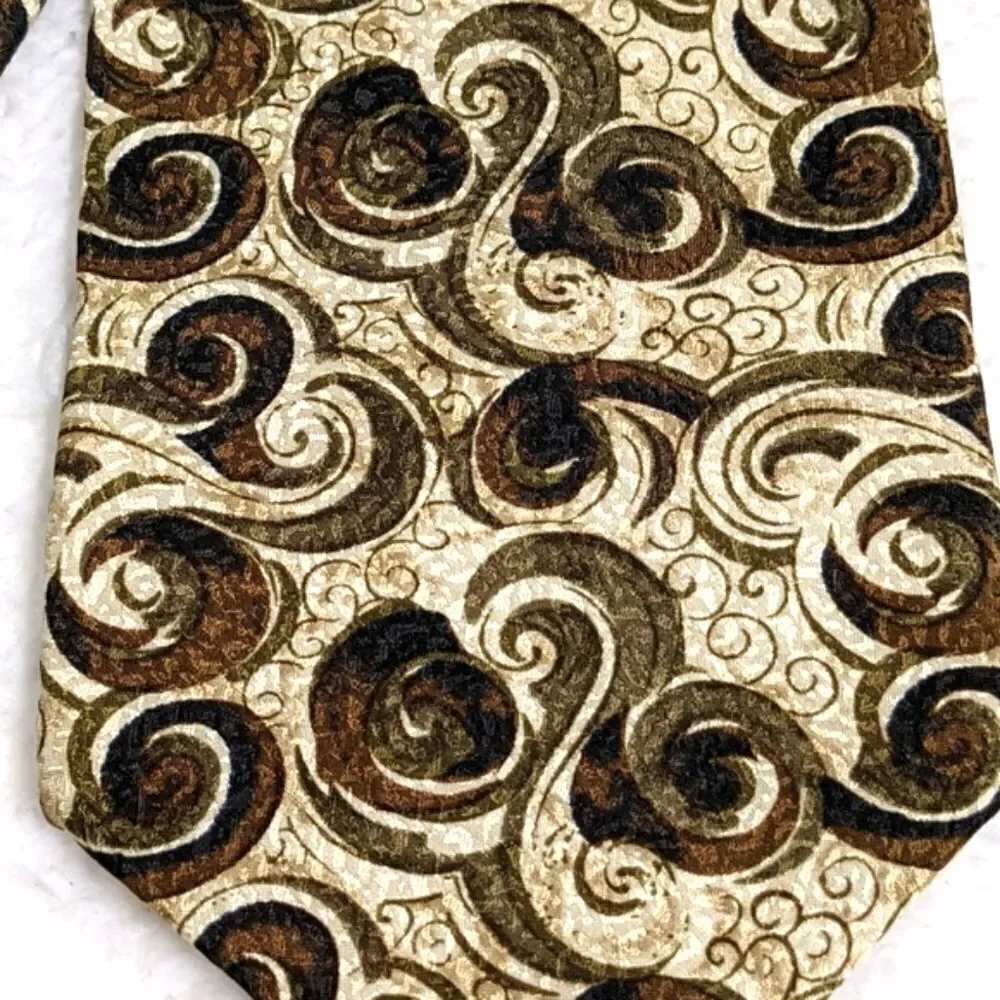 Vintage Men's 100% Silk Tie by Louis Roth w/Swirl Motif  - Made in Canada - Picture 11 of 12